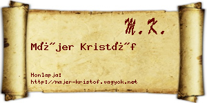 Májer Kristóf névjegykártya